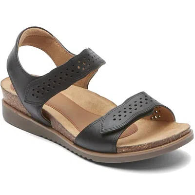 Cobb Hill Women's May Wave Strap Sandal - Extra Wide Width In Black In Black