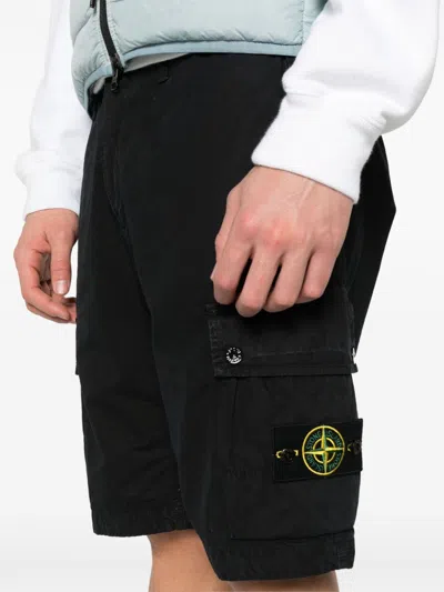 Shop Stone Island Logo Cotton Slim Shorts