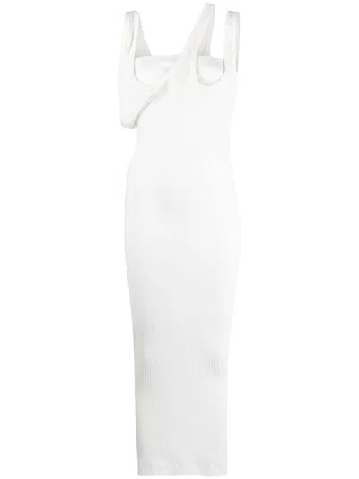 Attico Asymmetrical-neckline Ribbed Midi Dress