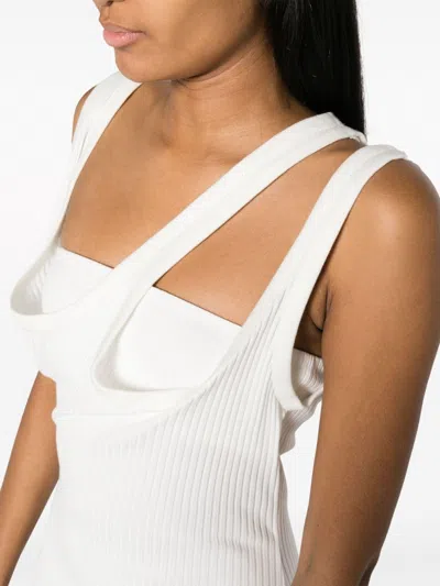 Attico Asymmetrical-neckline Ribbed Midi Dress