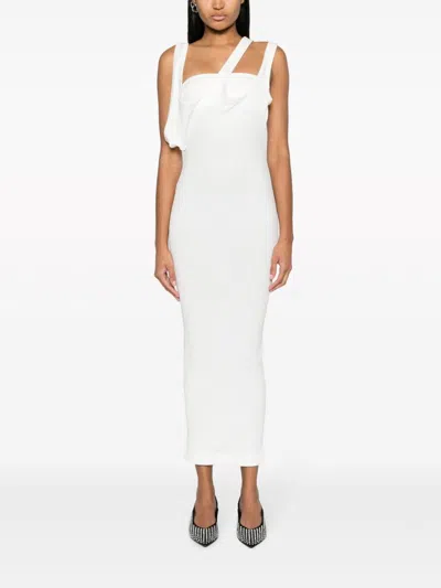 Attico Asymmetrical-neckline Ribbed Midi Dress