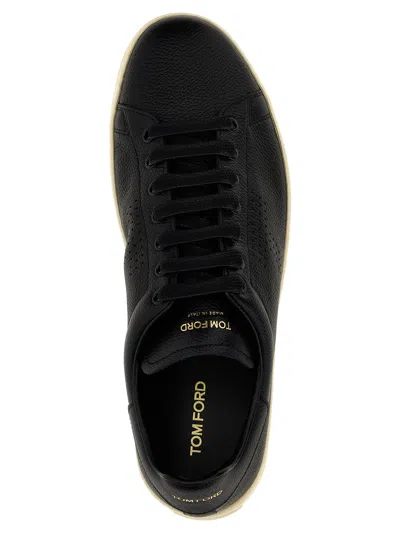 Shop Tom Ford Logo Leather Sneakers