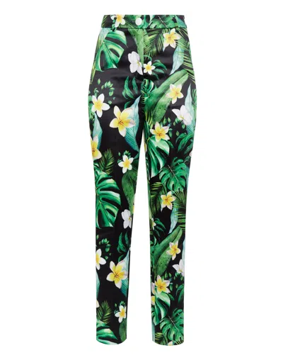 Philipp Plein Hawaii-print High-waisted Trousers In Black