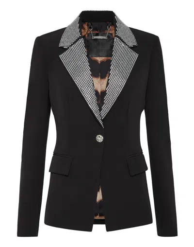 Philipp Plein Cady Crystal-embellished Blazer In Black