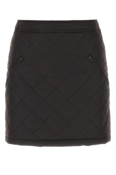 BURBERRY BURBERRY WOMEN DARK BROW COTTON MINI SKIRT 