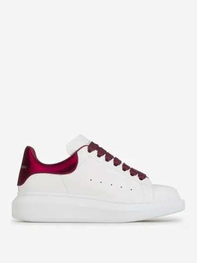 Shop Alexander Mcqueen Leather Larry Sneakers In Burgundy