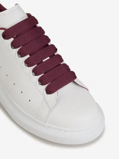 Shop Alexander Mcqueen Leather Larry Sneakers In Burgundy