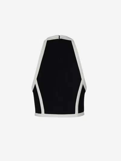 Balmain Two-tone Cropped Top In Bead Detail On The Front