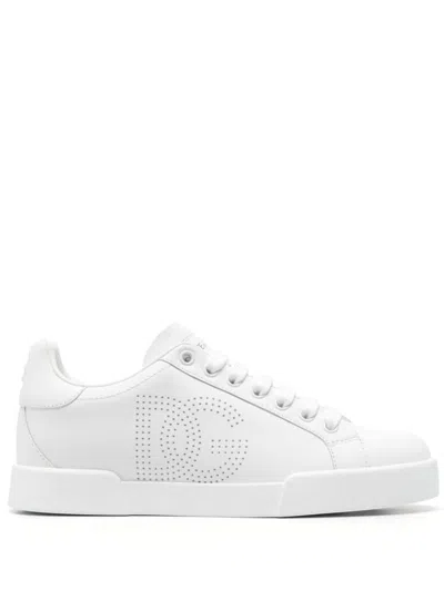 Shop Dolce & Gabbana Low Portofino Sneakers Shoes In White