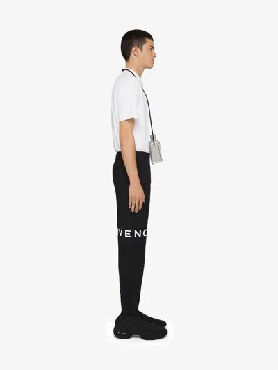 Givenchy Man Pants Black Size M Cotton In Oversized Logo Embroidered On Front And Back