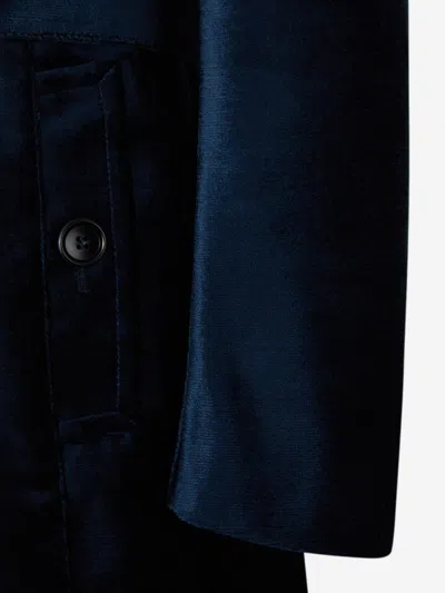 Tom Ford Long Blue Trench Coat With Matching Belt In Velvet Woman In Includes Adjustable Belt