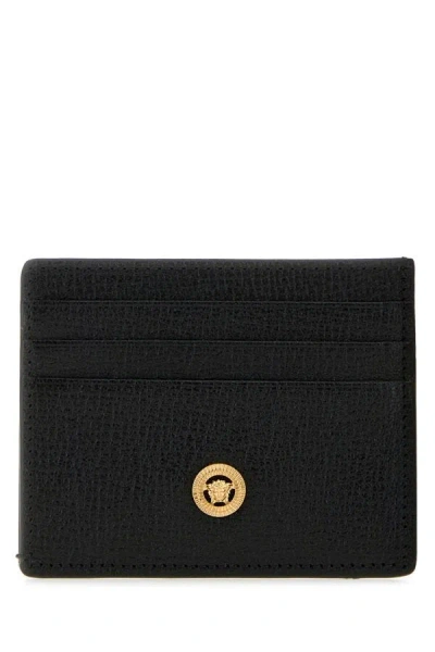 Versace Medusa Biggie Card Holder With Textured Finish In Black