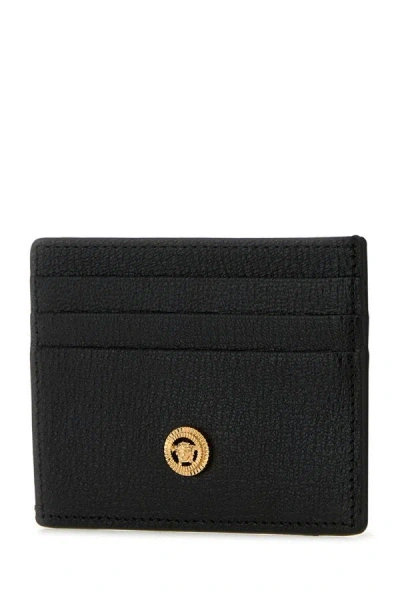 Versace Medusa Biggie Card Holder With Textured Finish In Black