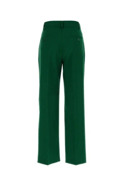 Shop Weekend Max Mara Woman Green Wool Visivo Wide-leg Pant