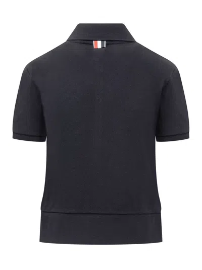 Shop Thom Browne Ss Rib Cuff Polo In Blue