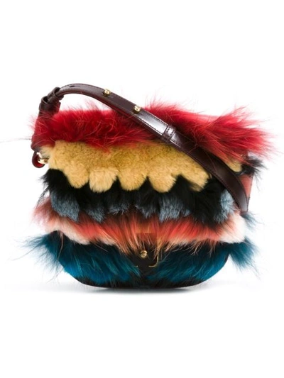 Paula Cademartori Beth Multicolor Fur & Leather Shoulder Bag