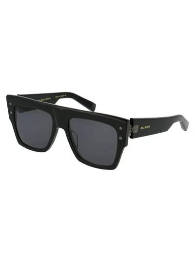 Balmain Sunglasses In Black Black Rhodium W/dark Grey Ar