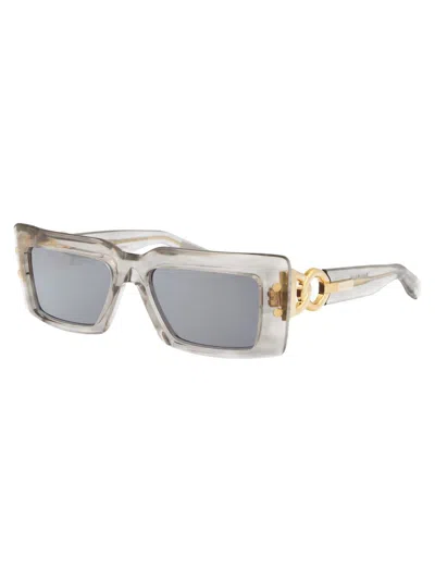 Balmain Eyewear Rectangle Frame Sunglasses In 145c Gry - Gld