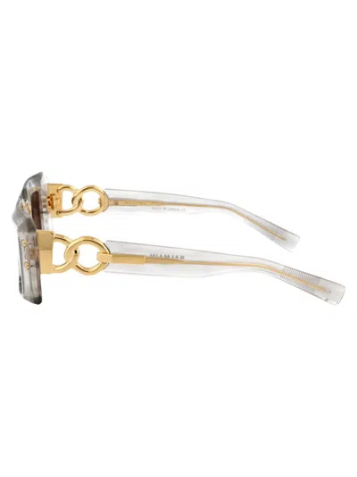 Balmain Eyewear Rectangle Frame Sunglasses In 145c Gry - Gld