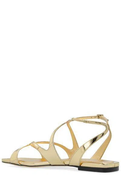 Jimmy Choo Ayla Flat Leather Sandals In Gold