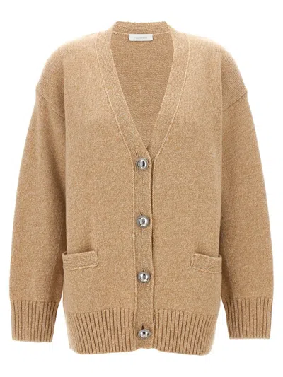 Rabanne Logo Button Cardigan In Beige
