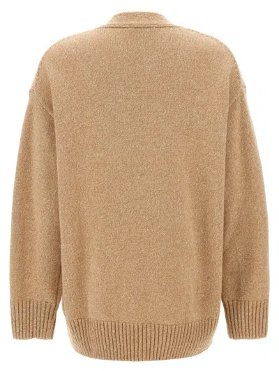 Rabanne Logo Button Cardigan In Beige