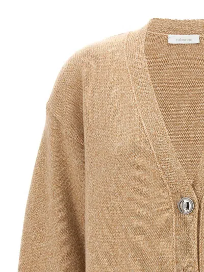Rabanne Logo Button Cardigan In Beige
