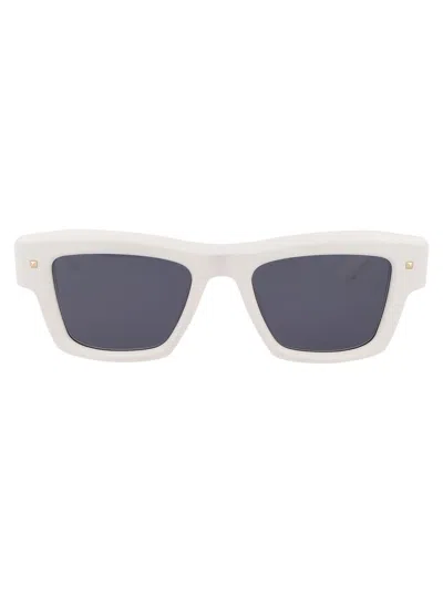 Valentino Xxii - Ltd500 Sunglasses In White - Yellow Gold W/dark Grey