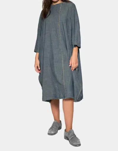 Baci Biat Neck Seams Dress In Denim In Multi