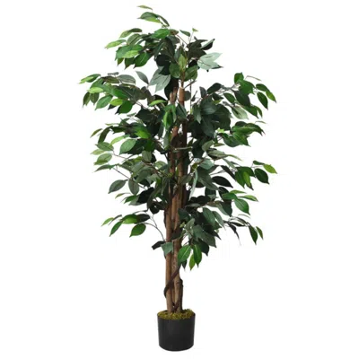 Hivvago 4 Feet In/outdoor Trunks Artificial Ficus Silk Tree