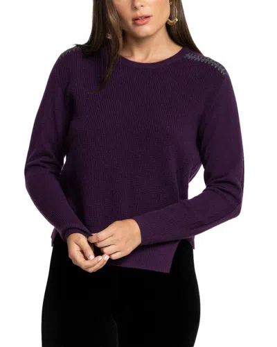 Johnny Was Mishika Waffle Wool & Cashmere-blend Pullover In Purple