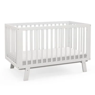 Hivvago Rubber Wood Baby Crib With Adjustable Mattress Heights And Guardrails-white