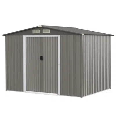 Hivvago 8 X 6 Feet Galvanized Steel Storage Shed For Garden Yard-gray
