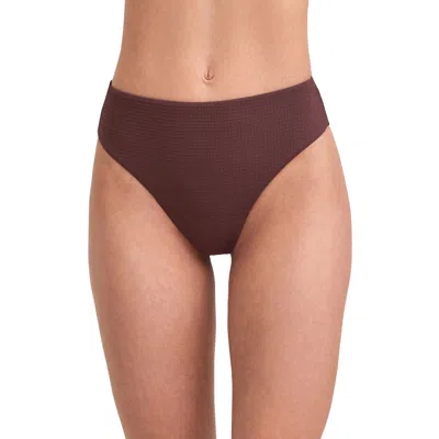 Au Naturel By Gottex Solid Textured High Leg High Waist Swim Bottom In Red