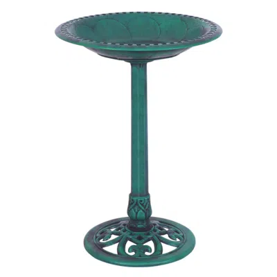 Hivvago Outdoor Garden Green Pedestal Bird Bath Feeder