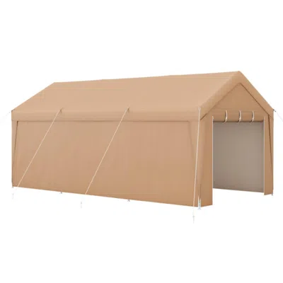 Hivvago 10 X 20 Feet Portable Garage Tent Carport With Galvanized Steel Frame-with Sidewall