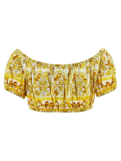 Shop Dolce & Gabbana 'maioliche' Top In Yellow