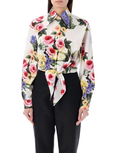 Shop Dolce & Gabbana Giardino Shirt In Giardino Fondo Bianco