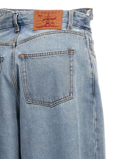 Y/project High Waist Wide Leg Jeans With Belt Loops In Blue
