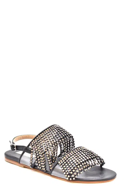 Polly Plume Leather Sandals In Black