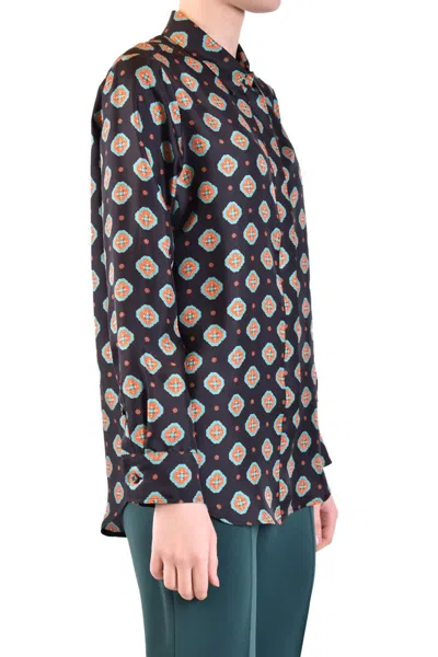 Alberto Biani Printed Collared Shirt Long Sleeves In Black