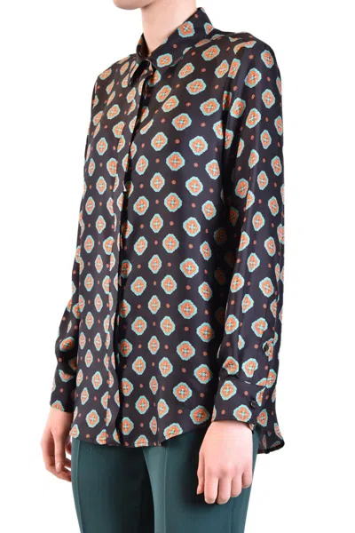 Alberto Biani Printed Collared Shirt Long Sleeves In Black