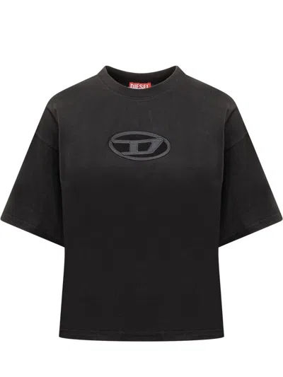 Shop Diesel T-buxt-crop-od Tee In Black