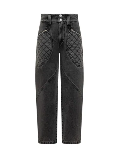 Isabel Marant Catarina Quilted High-rise Tapered Jeans In Black