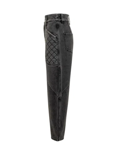 Isabel Marant Catarina Quilted High-rise Tapered Jeans In Black