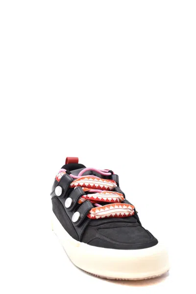 Marcelo Burlon County Of Milan Leather Ticinella Low Top Sneakers With Maxi Strings In Black
