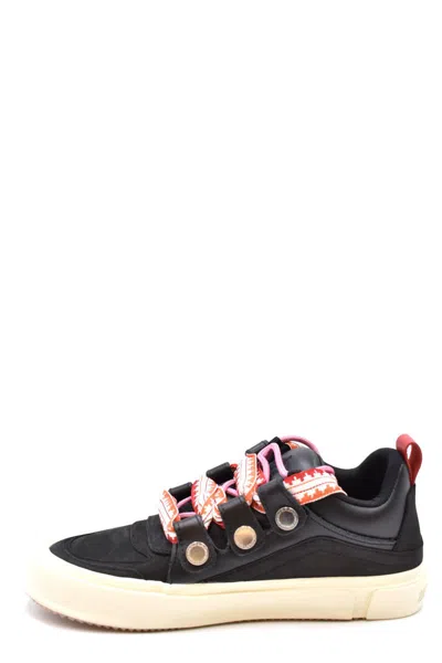 Marcelo Burlon County Of Milan Leather Ticinella Low Top Sneakers With Maxi Strings In Black