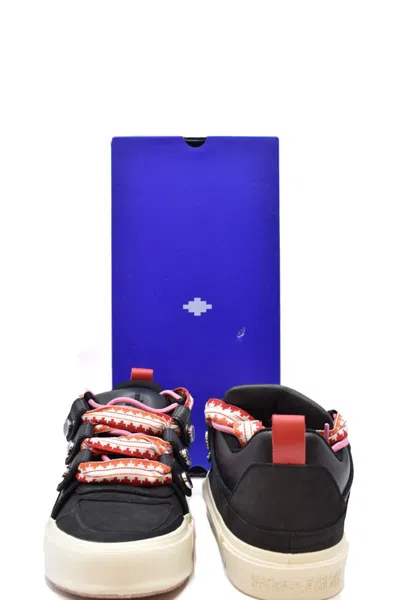 Marcelo Burlon County Of Milan Leather Ticinella Low Top Sneakers With Maxi Strings In Black