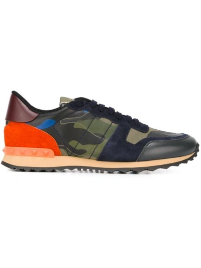 Valentino Garavani Rockrunner Camouflage-print Canvas, Leather And Suede Sneakers