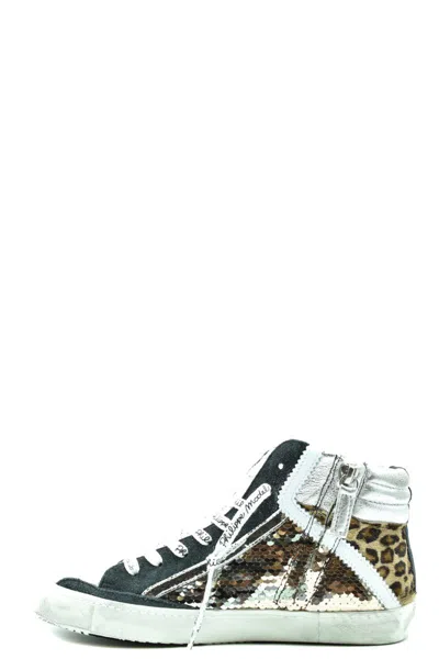 Philippe Model Sequin High-top Sneakers Leopard Print In Multi
